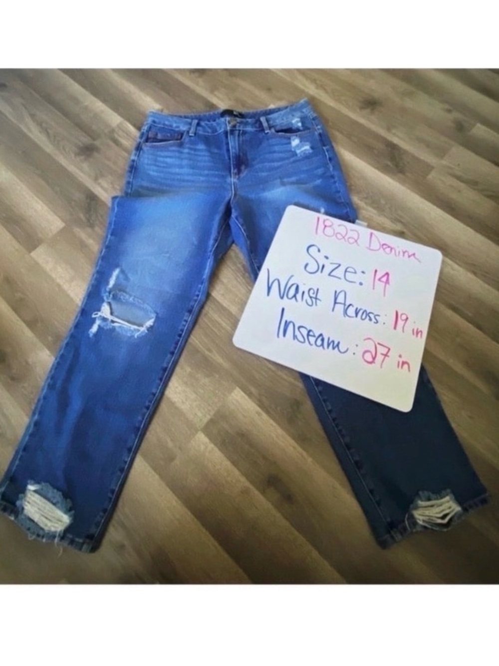 1822 Ripped Straight Mom Jeans Size 14 - Picture 7 of 7